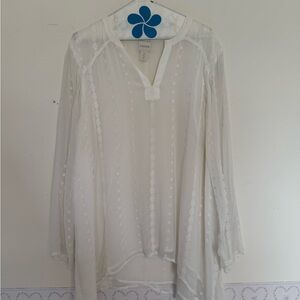 Sheer white flowy blouse